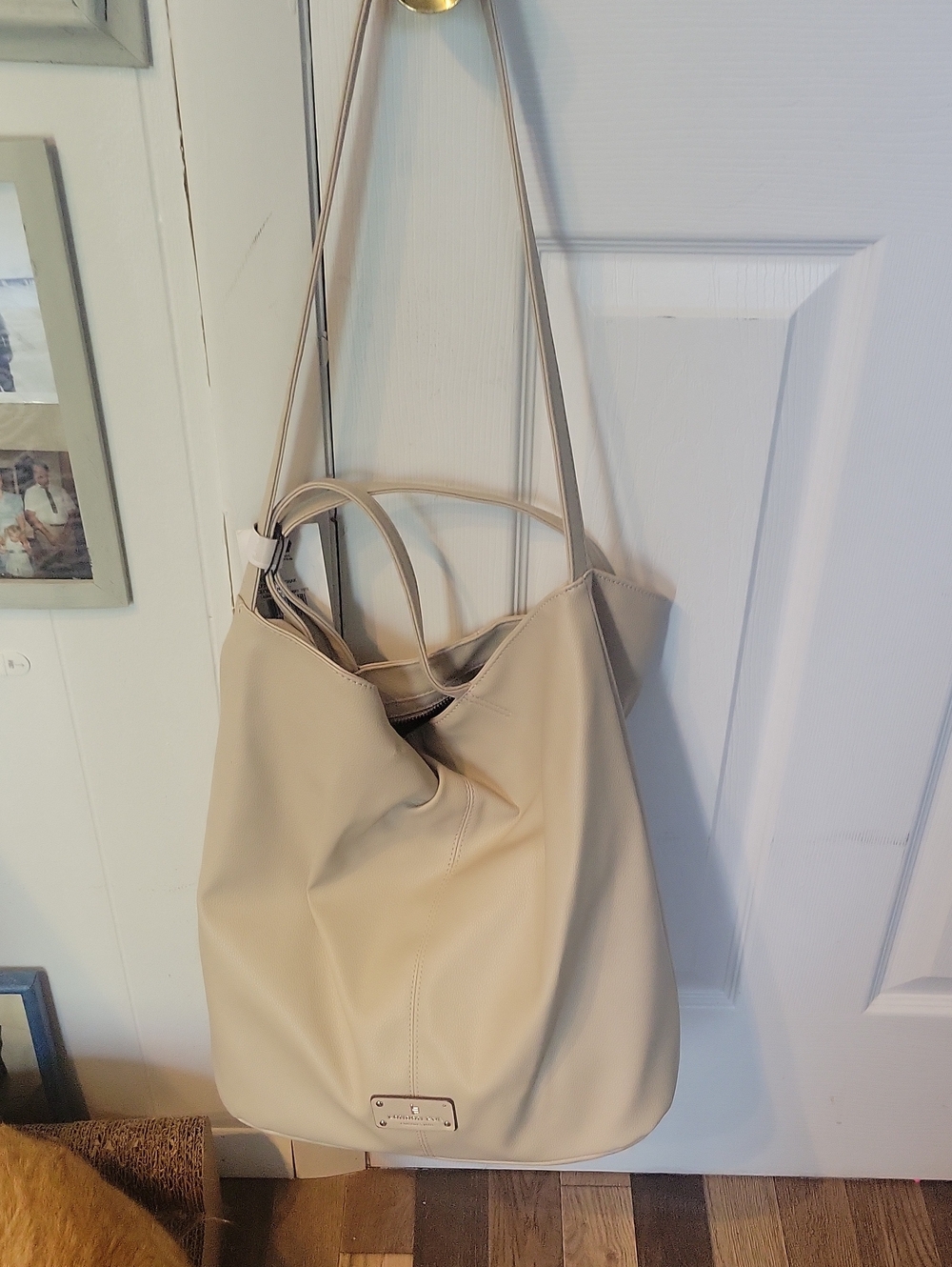London Fog Cream Convertible Tote with Dual Straps